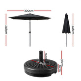 Instahut Outdoor Umbrella 3m Base Beach Pole Garden Tilt Sun Patio UV Black